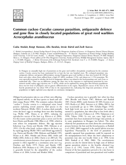 Common cuckoo Cuculus canorus parasitism, antiparasite defence
