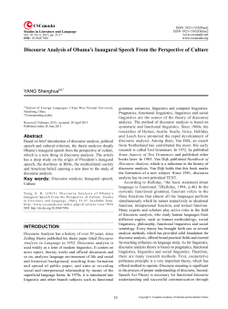 Discourse Analysis of Obama`s Inaugural Speech From
