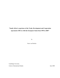 "South Africa`s experience of the Trade, Development and