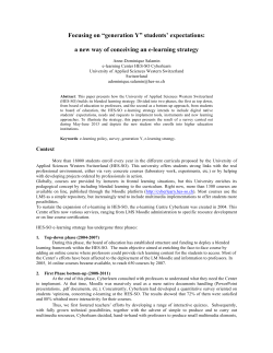 Focusing on &ldquo;generation Y&rdquo; students` expectations: a new - HES-SO