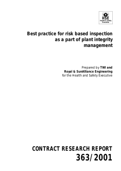 Best practice for risk based inspection as a part of plant integrity