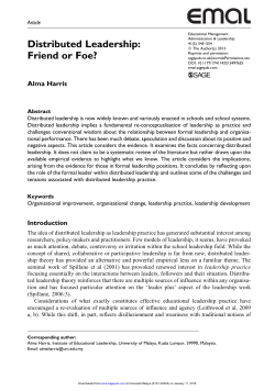 Distributed Leadership: Friend or Foe?