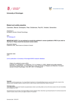 University of Groningen Blatant and subtle prejudice