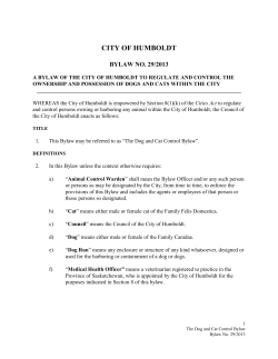 Dog and Cat Control Bylaw