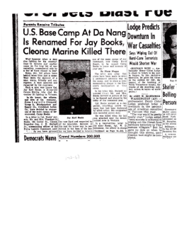 U.S. Base Camp At Da Nang Is Renamed For Jay Books, Cleona