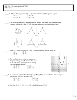 10R Unit 2 Transformations HW 2.3 Reflections ______1. What is