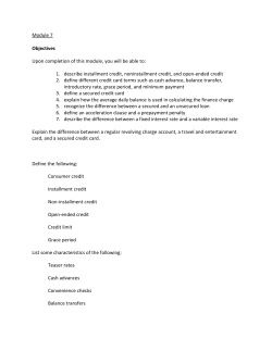 1. describe installment credit, noninstallment credit