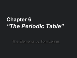 Chapter 6 The Periodic Table