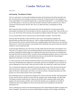Interviewing: The Balance of Power