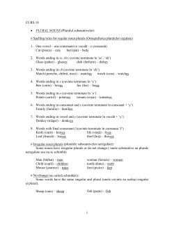 1 CURS 10 &bull; PLURAL NOUNS (Pluralul