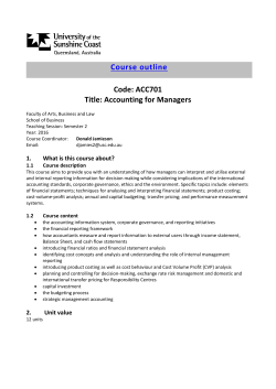ACC701 Course Outline Semester 2, 2016