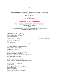 ARMED FORCES TRIBUNAL, REGIONAL BENCH, CHENNAI M.A.