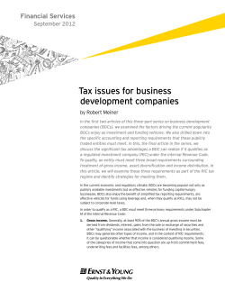 Tax issues for business development companies
