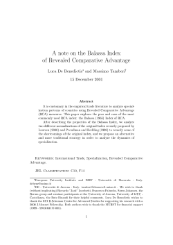 A note on the Balassa Index of Revealed Comparative Advantage