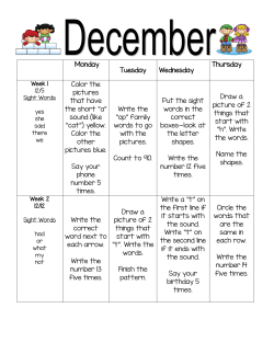 Monday Tuesday Wednesday Thursday Color the pictures that have