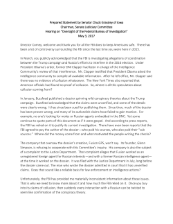 Statement - United States Senate Committee on the