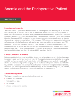 Anemia and the Perioperative Patient