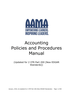 Accounting Policies and Procedures, 01/2016