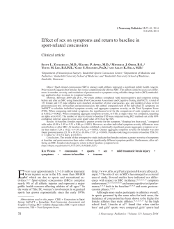 Effect of sex on symptoms and return to baseline in sport