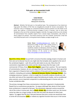 Fish pain: an inconvenient truth