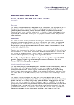 SYRIA, RUSSIA AND THE WINTER OLYMPICS