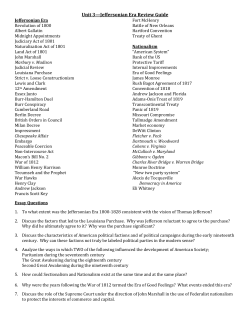 Unit 3—Jeffersonian Era Review Guide