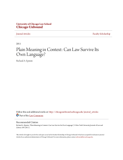 Plain Meaning in Context: Can Law Survive Its Own Language?