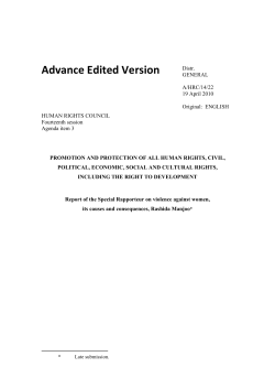 Report of the Special Rapporteur on violence against