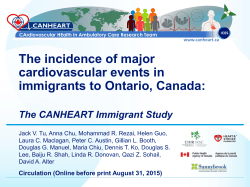 Incidence of Major Cardiovascular Events in Immigrants to Ontario