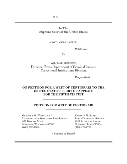 No. ______ In The Supreme Court of the United States Petitioner, v