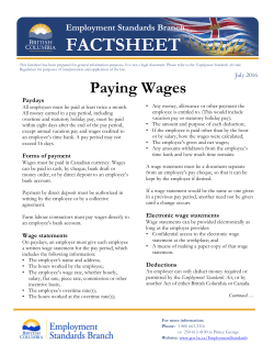 Paying Wages - Province of British Columbia