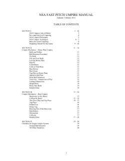 TABLE OF CONTENTS - National Softball Association