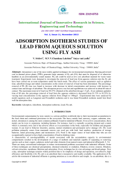 adsorption isotherm studies of lead from aqueous solution