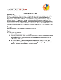 Appeasement (10.8.2) Background: British Prime Minister