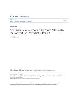 Admissibility in New York of Evidence Alluding to the Fact that the