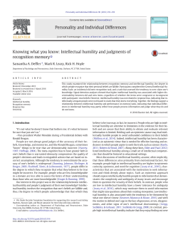 Knowing what you know: Intellectual humility
