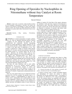 Ring Opening of Epoxides by Nucleophiles in Nitromethane without