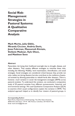 Social Risk- Management Strategies in Pastoral Systems: A