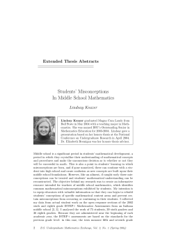 Students` Misconceptions In Middle School Mathematics