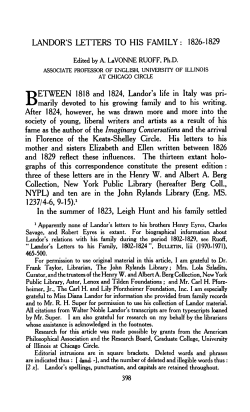 landor`s letters to his family: 1826-1829