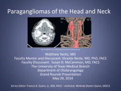 Paragangliomas of the Head and Neck