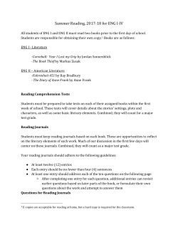 Summer Reading, 2017-18 for ENG I-IV