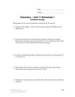 Chemistry – Unit 11 Worksheet 1