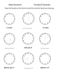 Maths Homework Thursday 8 December Draw the hands on the