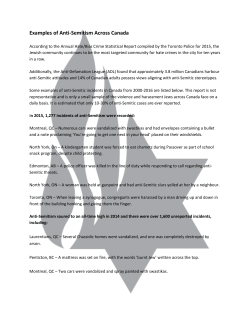 Examples of Anti-Semitism Across Canada