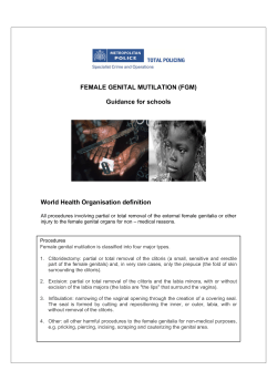 FEMALE GENITAL MUTILATION (FGM) Guidance for schools World