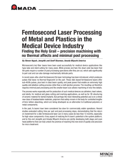 Article: Femtosecond Laser Processing of Metal and Plastics in the
