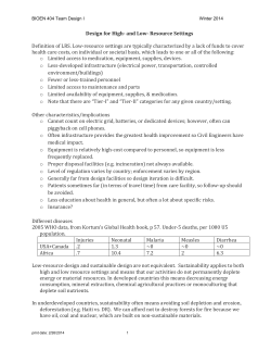 Design for High- and Low- Resource Settings Definition of LRS. Low