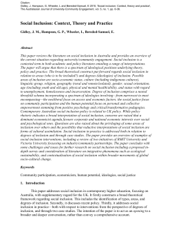 Social Inclusion: Context, Theory and Practice