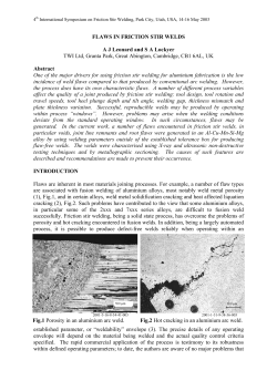 FLAWS IN FRICTION STIR WELDS AJ Leonard and SA